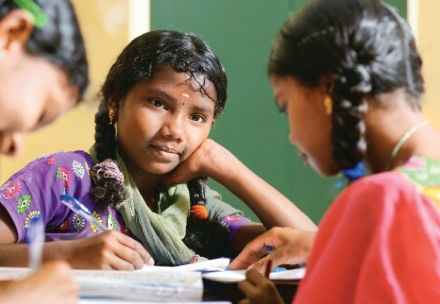 Sangeetha, an Adivasi girl, in a Vidyodaya classroom